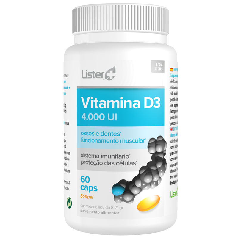 Vitamina D3 4000 UI Lister+ 60 Cápsulas